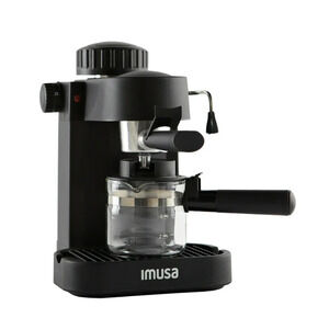 IMUSA 4cup Electric Espresso Cappuccino Maker Black, W/ Frother 800 Watt NEW